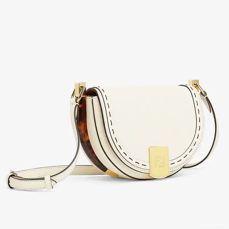 Affordable HOT Logo White Fendi Calf ROMA In Leather Moonlight Bag 0621